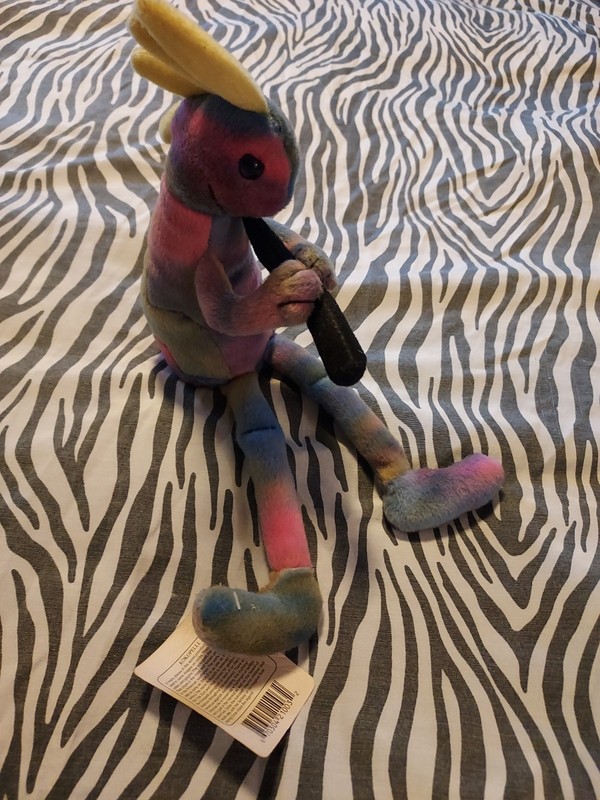 NWT Vintage 1998 Plush Stuffed Kokopelli Bean Doll 13” Playing Flute Tie Dye