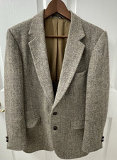 Vintage Harris Tweed Blazer Brown 100 Scottish Wool Handwoven Men's Size 40