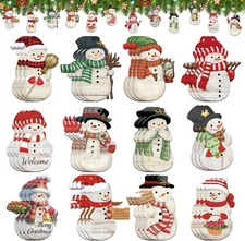 36 Pcs Christmas Snowman Ornaments Decoration Wooden Red Large, 