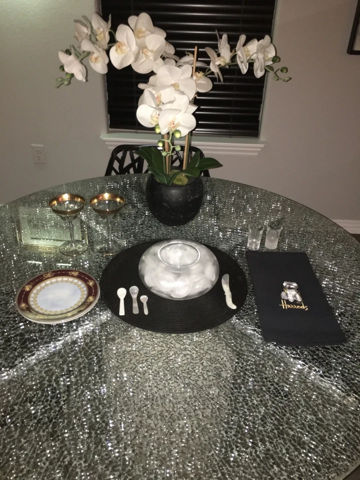 Baccarat VESUVE Caviar Server Vintage 1980 Minimalist MOP Spoons,Spreader RARE - Image 2 of 4