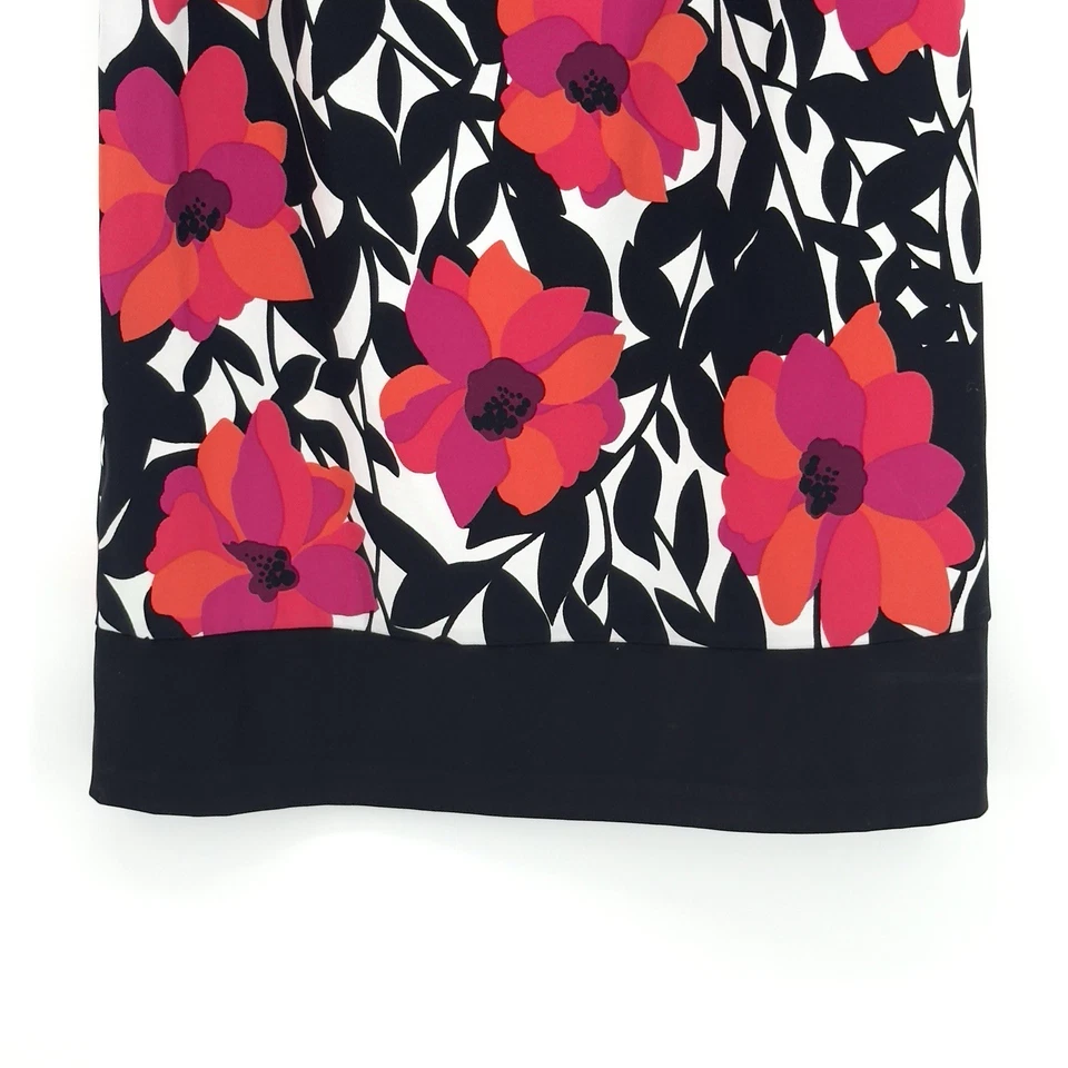 Vestido AGB Mujer Talla 10 Negro Floral Cambio Midi Cremallera Sin Mangas Informal Elastizado Foto 3 de 4