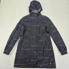 JOULES Raincoat 6 Navy Women's Polyester Waterproof Hooded Striped
