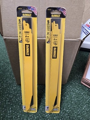 DEWALT DWAR106 12'' Bi-Metal Reciprocating Saw Blades 6 TPI Wood 5-Pack