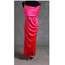 NWT Fashion Nova Tonight I'm Yours Satin Maxi Dress Neon Pink 1X Lace Up Back