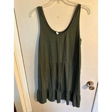 Old Navy Dress Olive Green Sleeveless Tassel Drawstring Gorpcore Ruffle Large