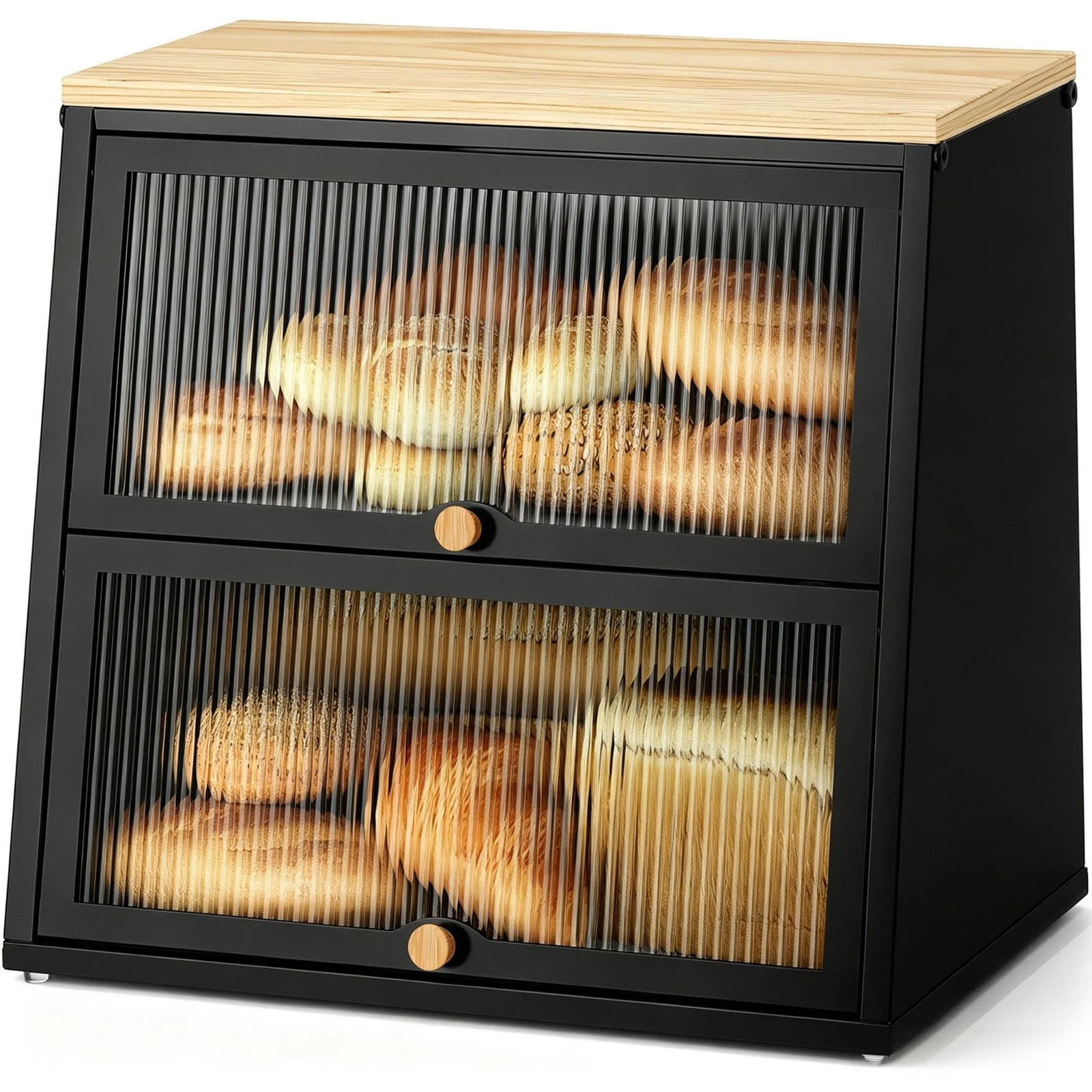 Bread for Kitchen Countertop – 2-Tier Bread Storage Container, Metal Breadbox...