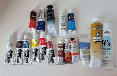 Bob Ross Oil paint plus Masters Touch, Windsor Newton, Grumbacher, Gamblin, etc