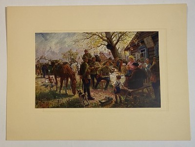 Vintage Sowjetunion UdSSR Kollektivbauernhof Bauer Sozialistischer Realismus Kunstdruck