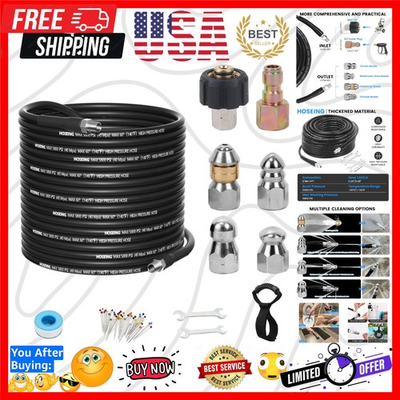 #ad 100FT Sewer Jetter Kit for Pressure Washer 5800 PSI Water Jet Drain Cleaner ... $138.99