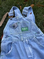 Vintage Osh Kosh B'Gosh Baby 2T Denim Vestbak Overalls Plaid Made In USA 90s