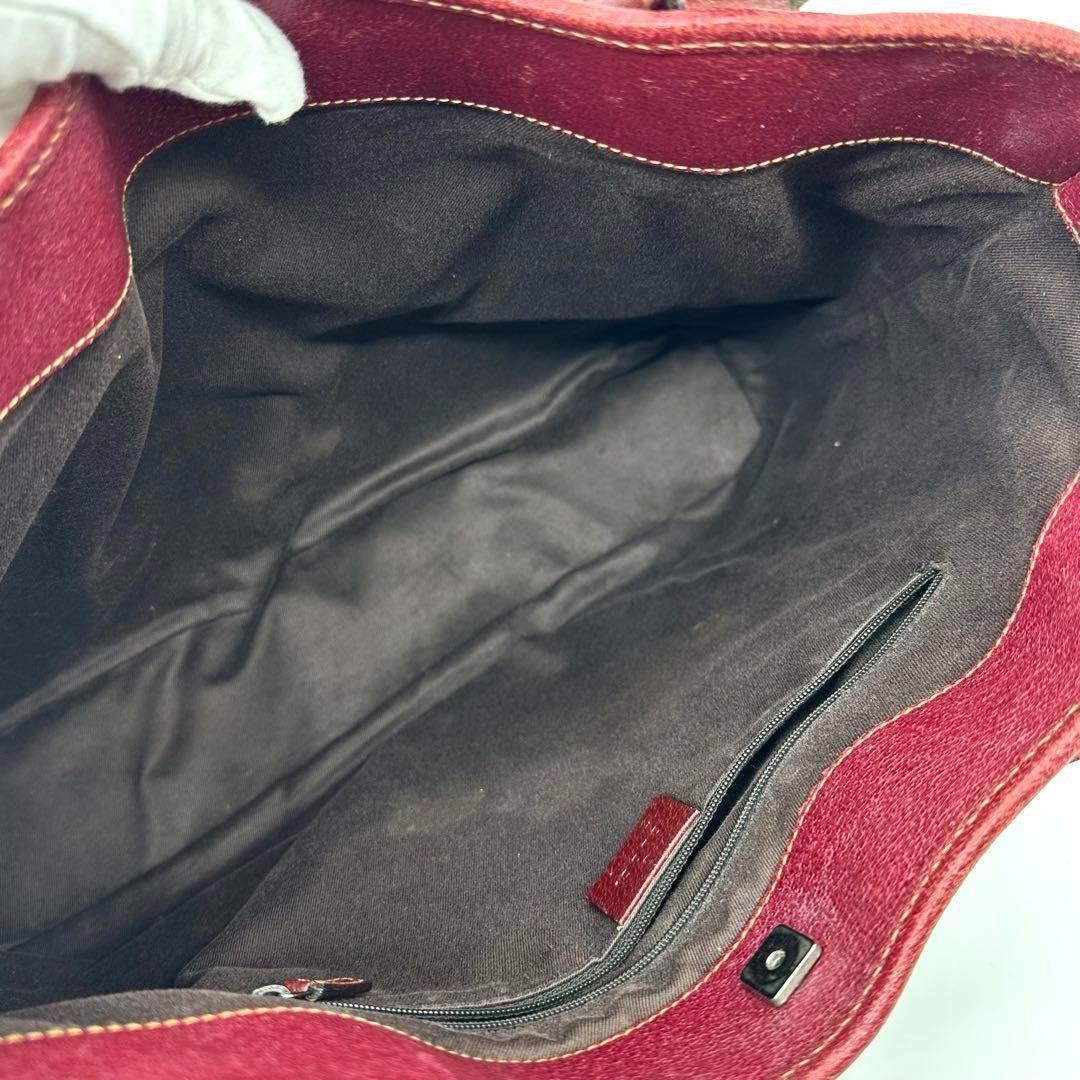 GUCCI GG Canvas Leather Tote Bag Red A4 Size Vintage Authentic thumbnail 9