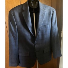 Michael Kors Mens Blue Plaid Two Button Blazer Sport Coat Jacket Size 42R