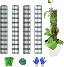 4 Pack Metal Moss Pole, 24" Moss Poles for Plants Monstera, Stackable Sphagnum M