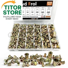 Rivet Nut Tool Kit, 830pcs SAE/Metric Rivet Nut Assortment Kit #6-32, #8-32, #10