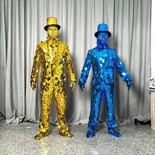 Reflective Lens Mirror Surface Suit Street Robotic Dance Performance Costumes