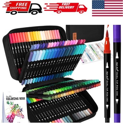 Complete 120 Colors Dual Tip Marker Set - Perfect for Adults' Creative Outlet