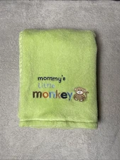 Baby Starters Green Blanket Mommy's Little Monkey Plush Fleece Security Lovey