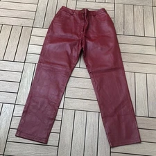 Metro Style red/l burgundy leather pants