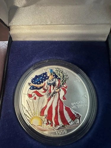 1999 $1 American Silver Eagle 1 oz .999 fine colorized - beautiful
