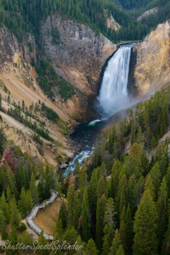 Yellowstone National Park print, Wyoming wall art, Lookout point print