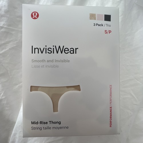 Paquete de 3 tangas Lululemon InvisiWear nuevas con etiquetas pequeñas tiro medio HGPT/PIMI/NEGRO LW9DC3S - Imagen 1 de 6