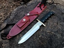 CUSTOM HANDMADE D2 TOOL STEEL HUNTING COMBAT BOWIE KNIFE WITH LEATHER SHEATH