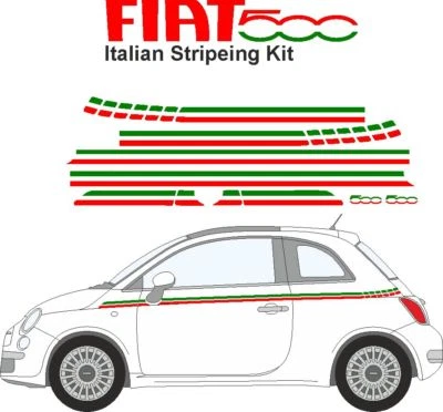 Fiat 500 Italian Car Stripes | Red White Green | Free Post |