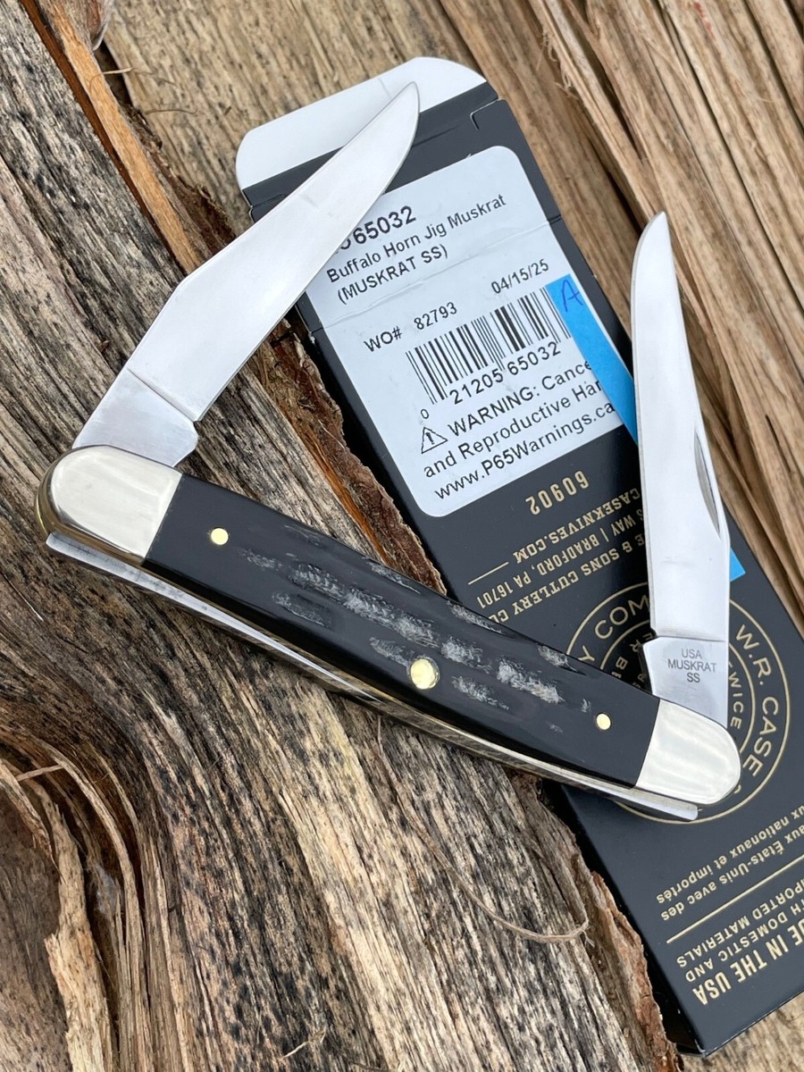 【極厚革６ＭＭ】BUFFALO HORN Case® | Jigged Buffalo Horn Folding Hunter with Sheath