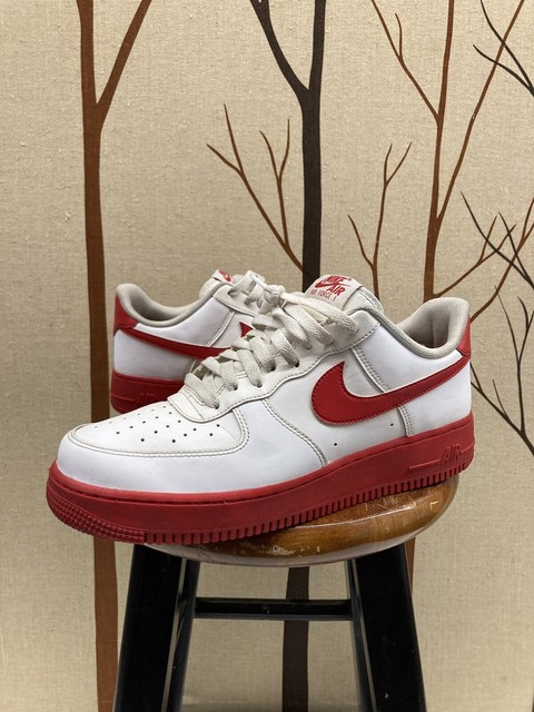 mens red and white air force ones