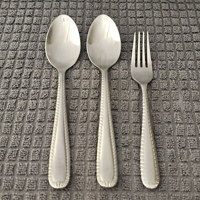 Artisanware Silver Stainless Forged Rope Edge Satin ARN2 SOUP SPOONS FORK