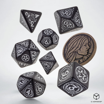The Obsidian Star - 7 Piece Tabletop 5e Gaming DND RPG Witcher Dice Set