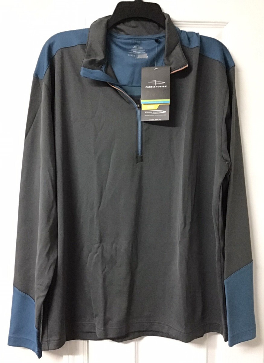 Page & Tuttle Men's Coverstitch Quarter Zip Layering Pullover Gray
