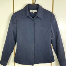 Larry Levine Navy Hidden Button Front Blazer Size 6P