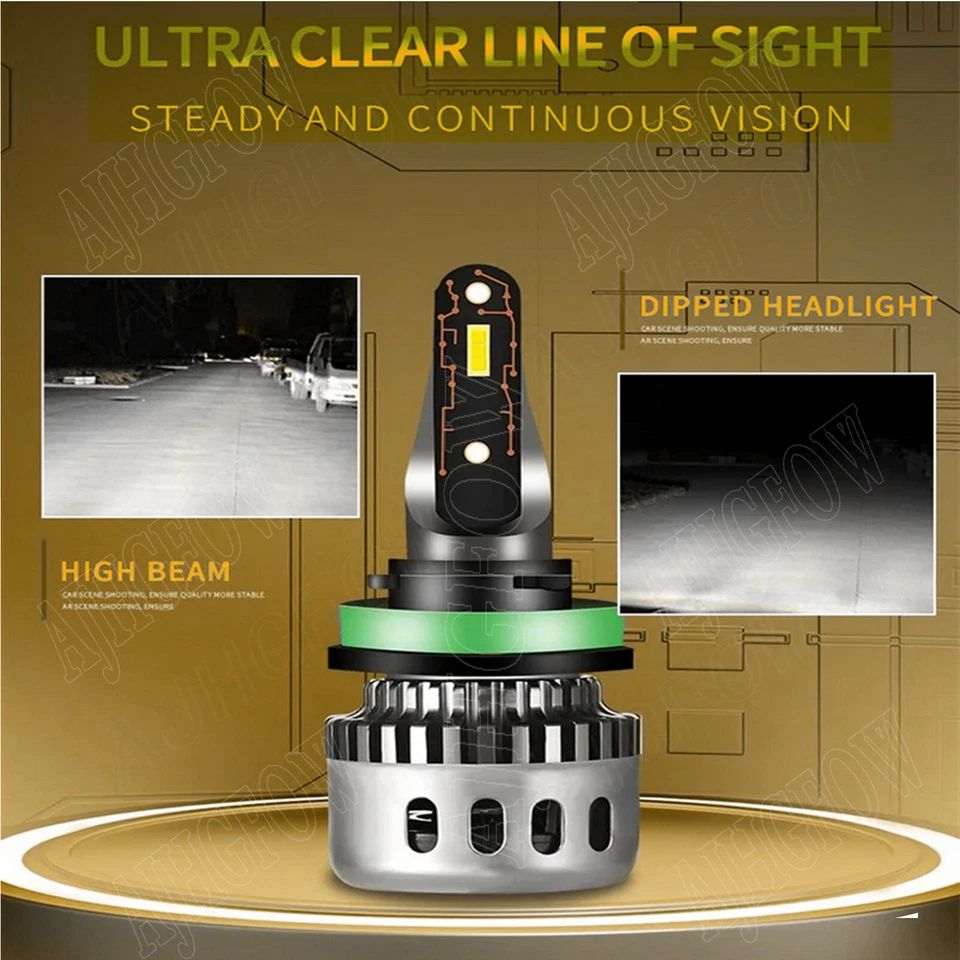 H9 H11 4x Combo LED Headlight High Low Beam Bulbs 6000K Kit Super Bright White - Image 4 of 4