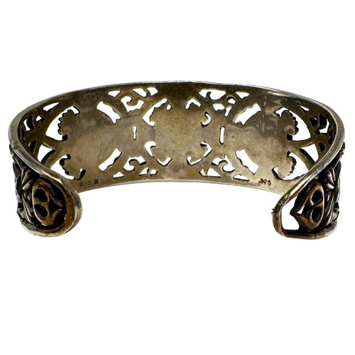 Orecchini Clip Bracciale Vintage Tono Argento Lavoro Aperto Filigrana Incorporato Strass - Foto 5 di 14