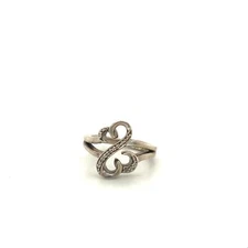 Vintage Sterling Signed Jwbr Jane Seymour Double Infinity Heart Diamonds Ring 4