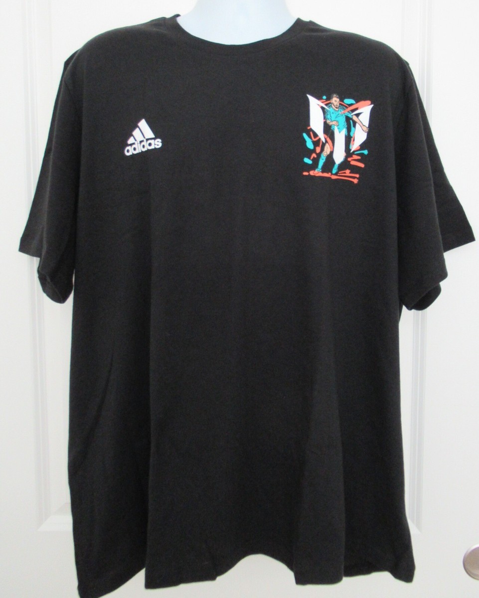 adidas x Messi メッシ バックプリント グラフィック Tシャツ ADIDAS Soccer T-Shirt Messi Graphic Tee #10 Black Size 2XL