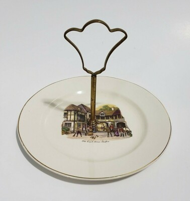 ANTIQUE ROYAL TUDORWARE SERVING TRAY STRATFORD ENGLAND BARKER BROS OLD COACH