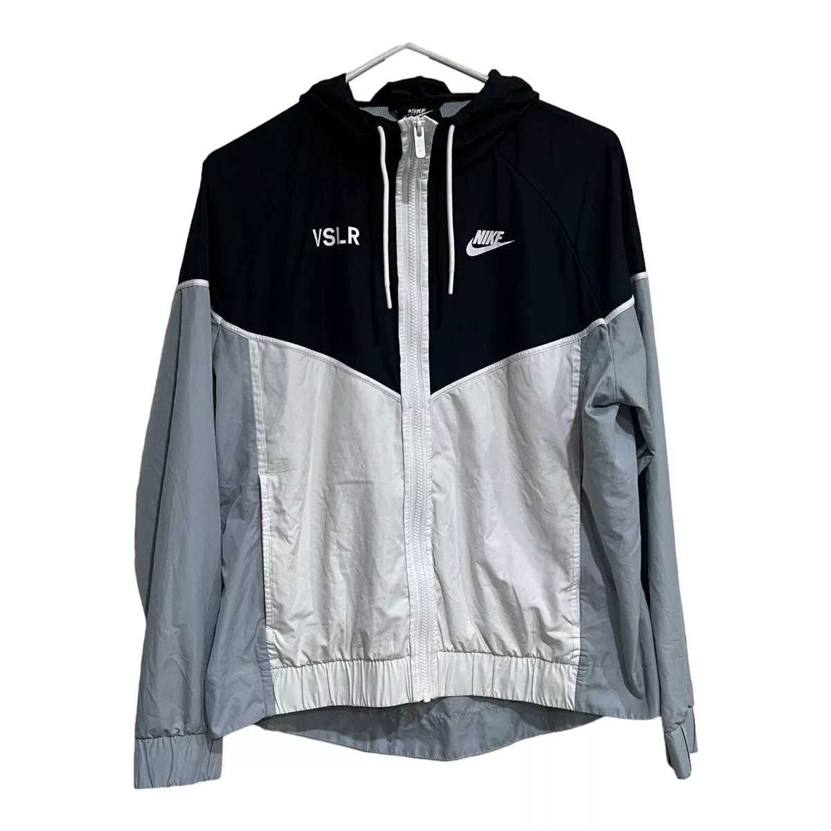 Nike Windrunner Jacket black and white Womens Size L Hoodie Large VSLR