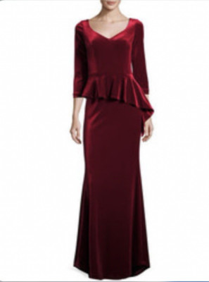 Rickie Freeman For Teri Jon 3/4 Sleeve Velvet Peplum Evening Gown/Dress ...