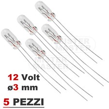 MINI LAMPADINA 12V T3 AUTO MOTO CRUSCOTTO QUADRO STRUMENTI PULSANTI  - 5 PEZZI
