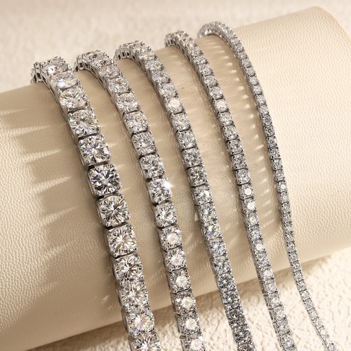 Used-5mm-16.5cm Tennis Bracelet SOLID 925 Sterling Silver MOISSANITE Pass Tester