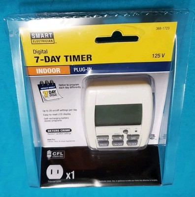 Smart Electrician 125V Digital Indoor 7 Day Timer Vacation NEW SEALED FREE SHIPN