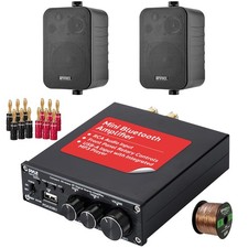 Pyle PDA33BU USB Bluetooth Wireless Receiver, 2x 4" 30W Speakers, Banana Plugs