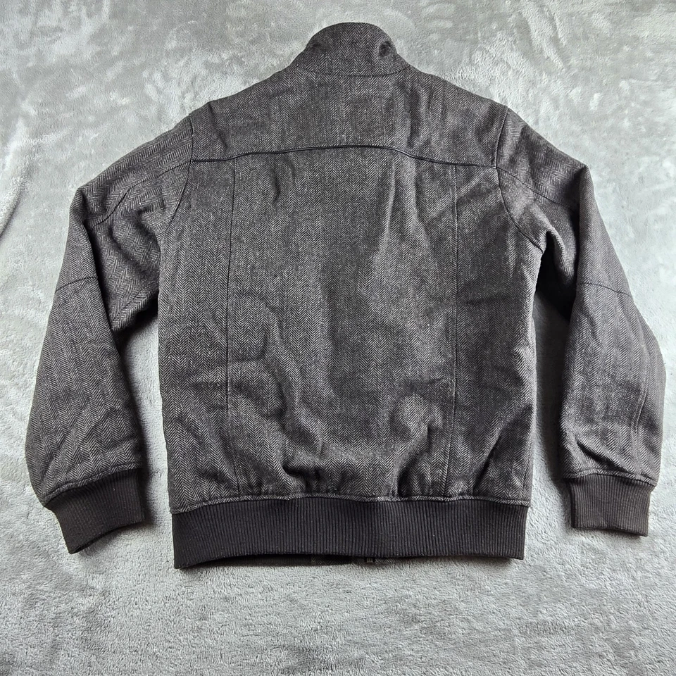 G By Guess Jacket Mens XL Brown Herringbone Wool Blend Full Zip Toggle Military - Image 2 of 4