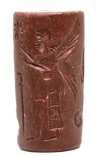Wonderful ! Antique Near East Old Stone Cylinder Bead Seal Circa 250BC