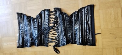 Damen Korsett Lack Gr. 22 Corsage 56 cm Gothic WGT schwarz