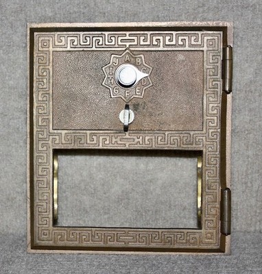 Antique USPS P O Post Office Box Postal  Box Door With Glass and a Combination
