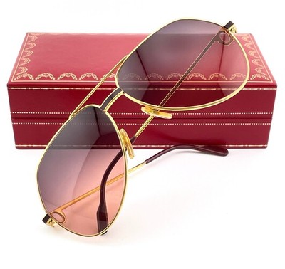 vintage CARTIER VENDOME chinese lacquer sunglasses 22K gold LARGE 62*14 Santos 3