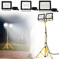 2PCS LED Fluter Flutlicht Stecker 100W 200W Baustrahler Scheinwerfer mit Stativ